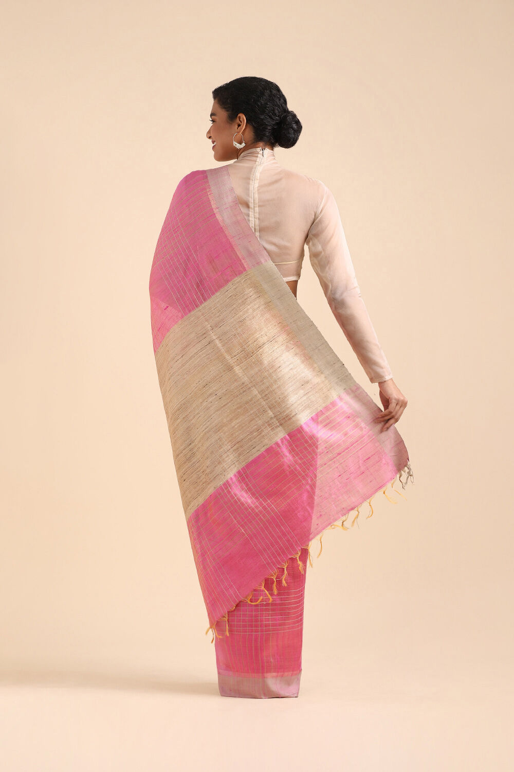 Pink Pure Tussar Silk Bhagalpuri Saree image number null