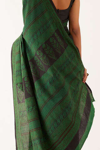 Dark Green Pure Cotton Bagh Printed Saree thumbnail image number null