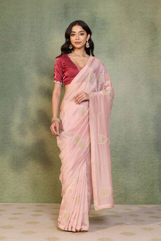 Light Pink Pure Viscose Embroidered Saree thumbnail image number null