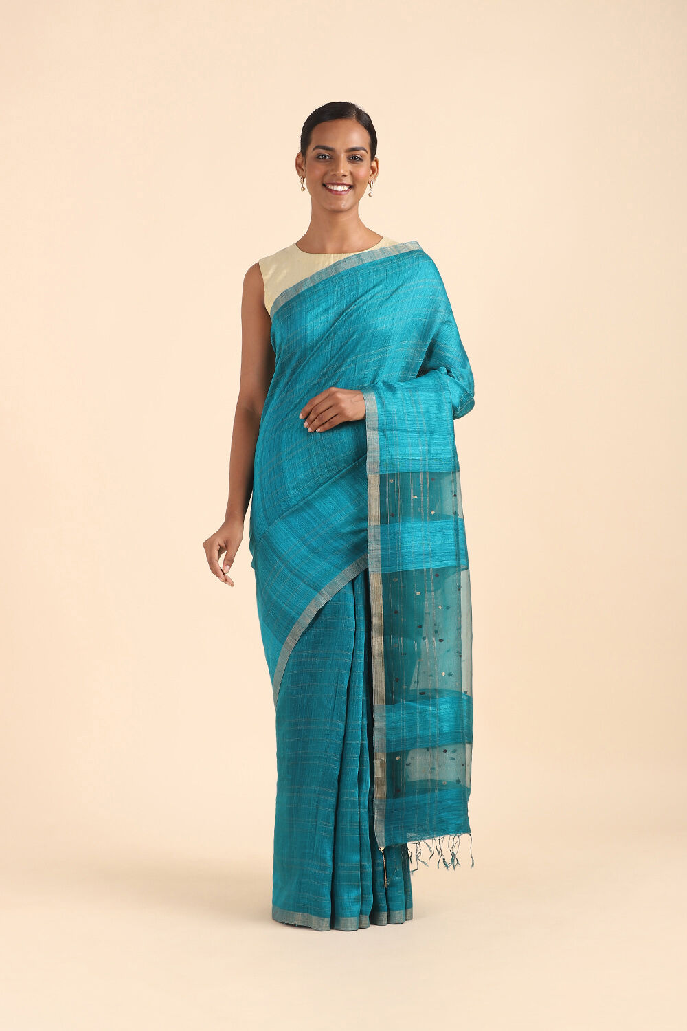 Light Blue Pure Silk Vanya Jamdani Saree image number null