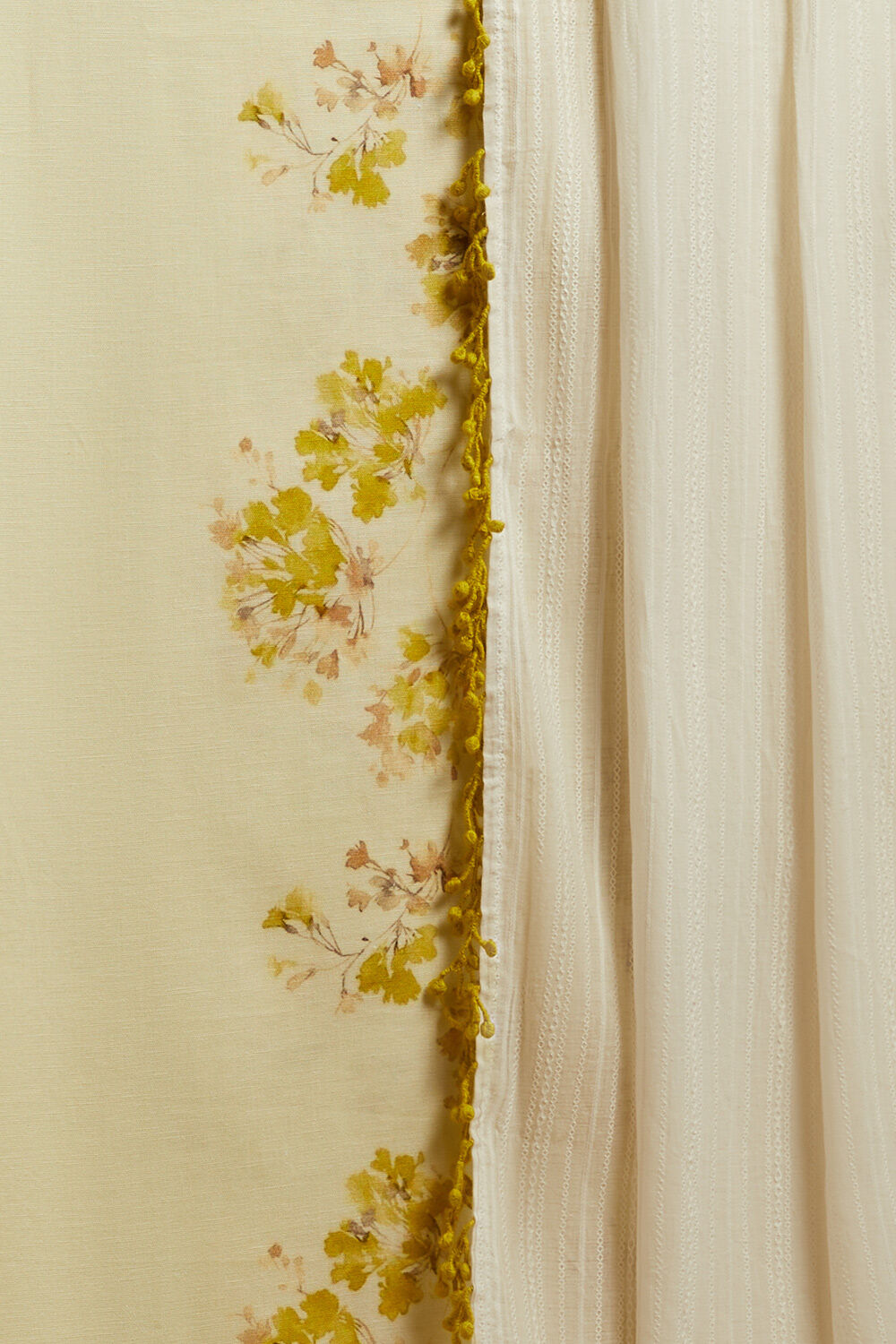 Yellow Printed Pure Cotton Linen Unstitched Suit Set image number null
