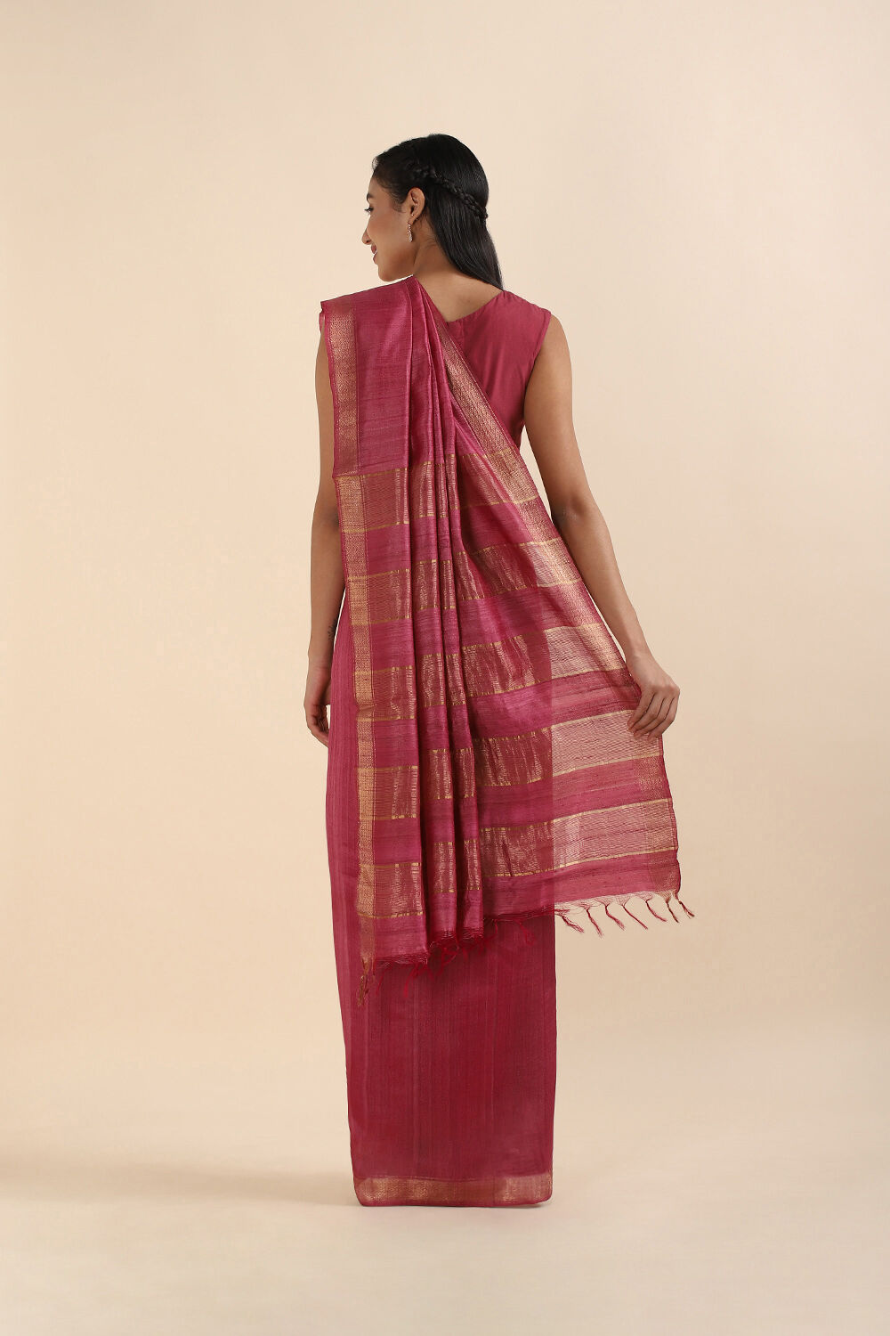 Pink Pure Tussar Silk Bhagalpuri Saree image number null