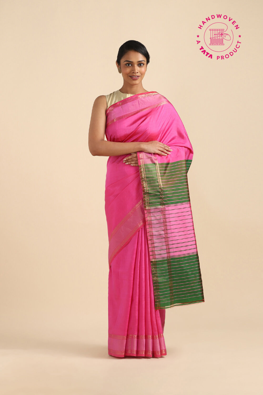 Light Pink Pure Silk Woven Saree image number null
