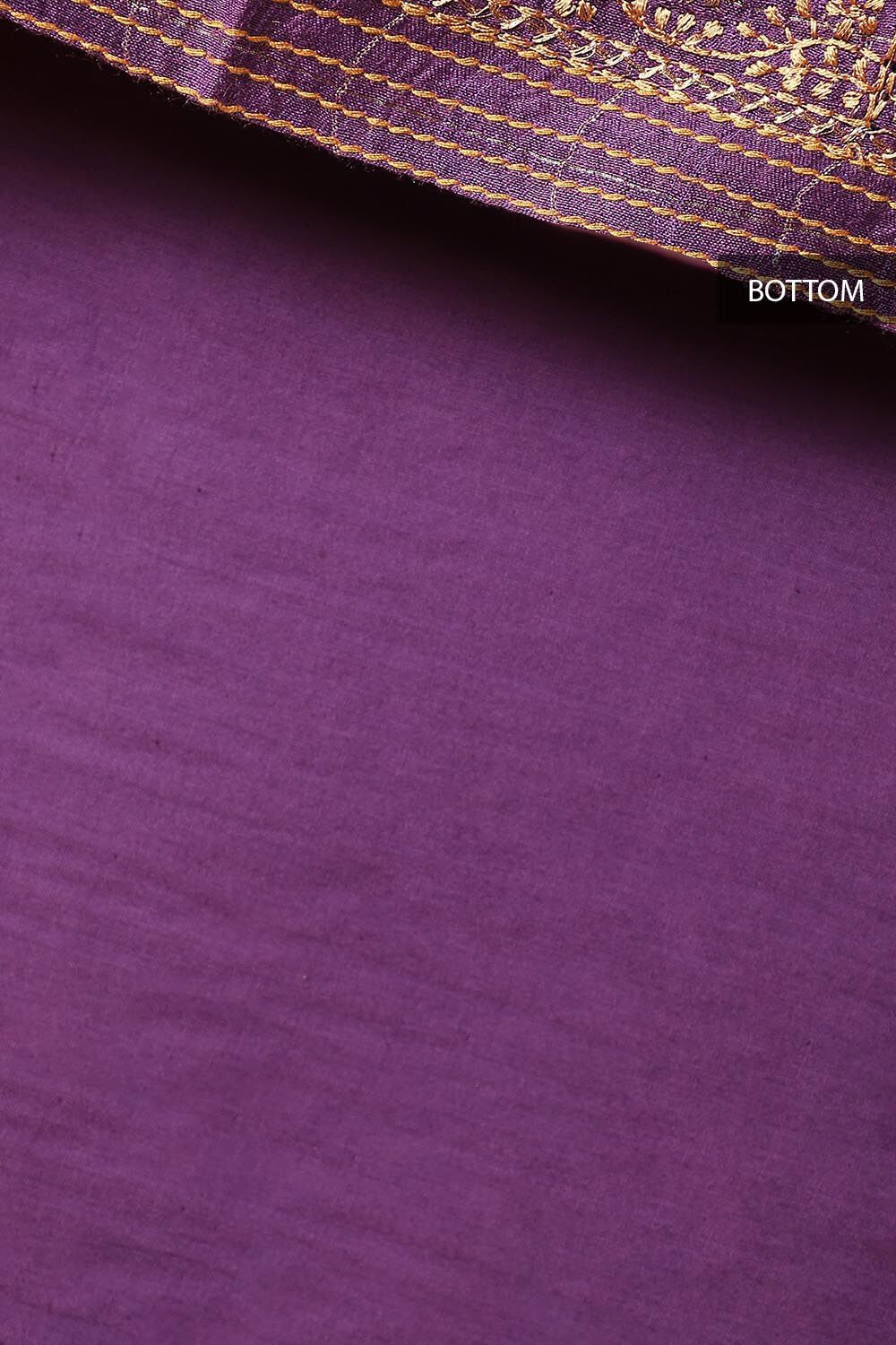 Purple Tussar Vanya Embroidered Unstitched Suit Set image number null