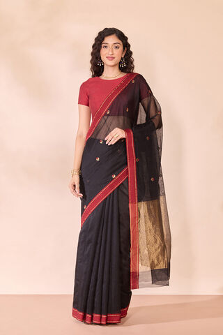 Black Eknaliya Pure Silk Cotton Chanderi Saree thumbnail image number null