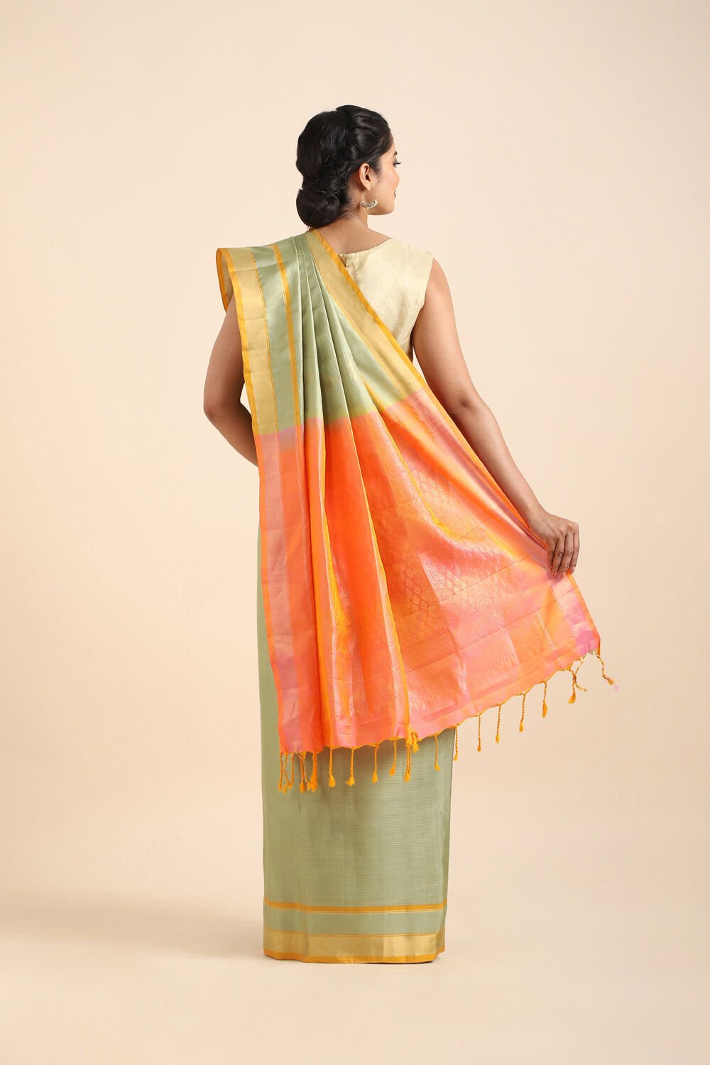 Light Green Pure Soft Silk Saree image number null