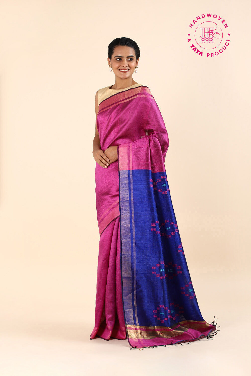 Pink Pure Tussar Silk Bhagalpuri Saree image number null