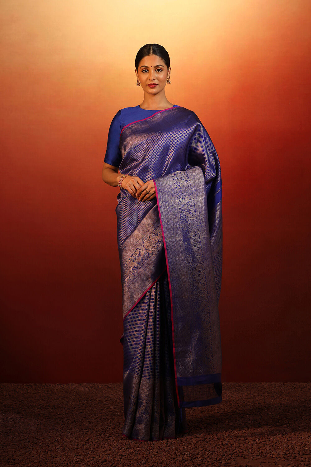 Blue Woven Pure Silk Kanjivaram Saree image number null