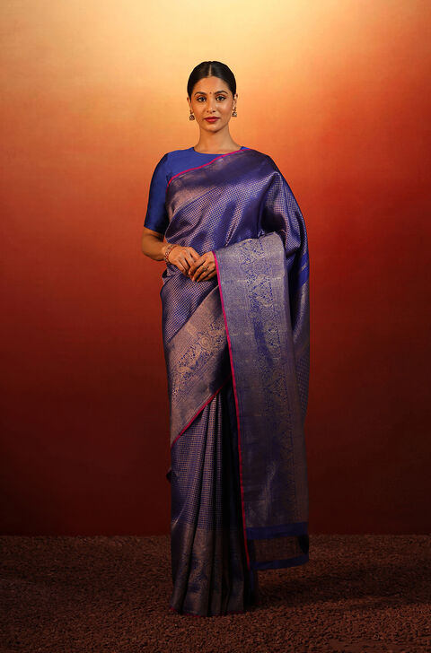 Blue Woven Pure Silk Kanjivaram Saree