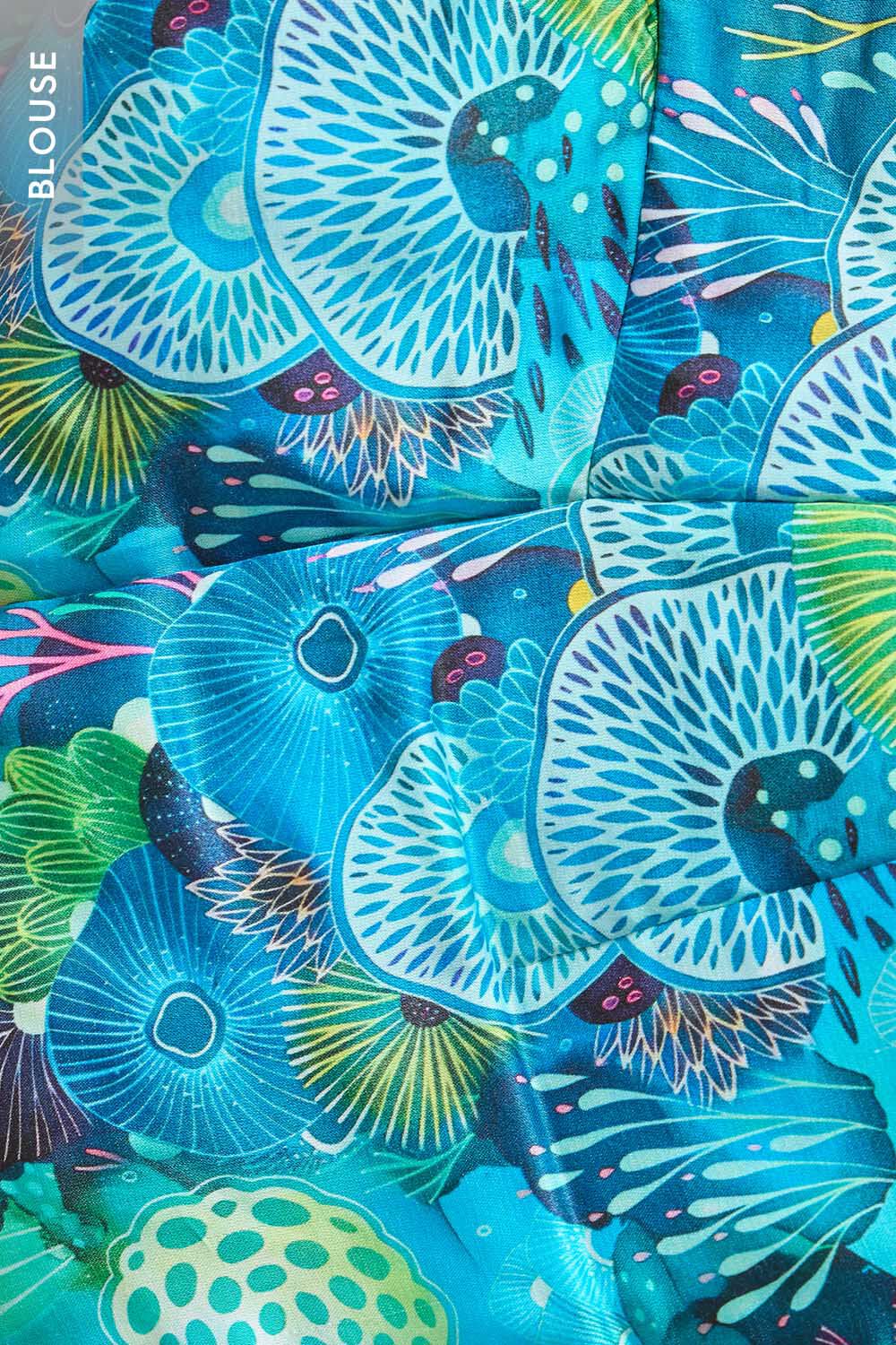 Blue Crystal Viscose Chiffon Saree image number null