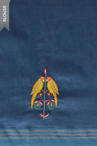 Dark Blue Bengal Pure Cotton Embroidery Saree thumbnail image number null