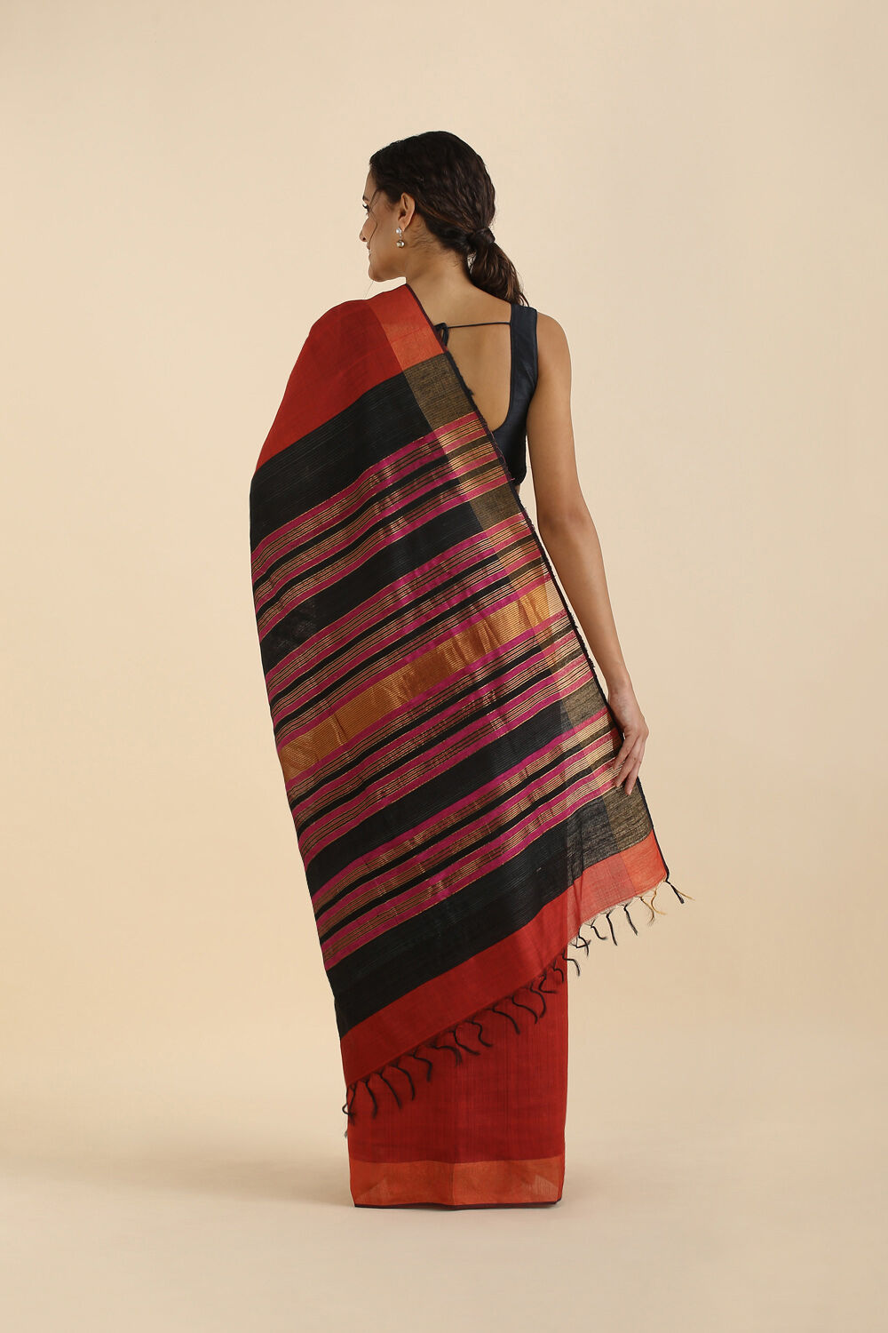 Red Pure Silk Viscose Bhagalpuri Saree image number null