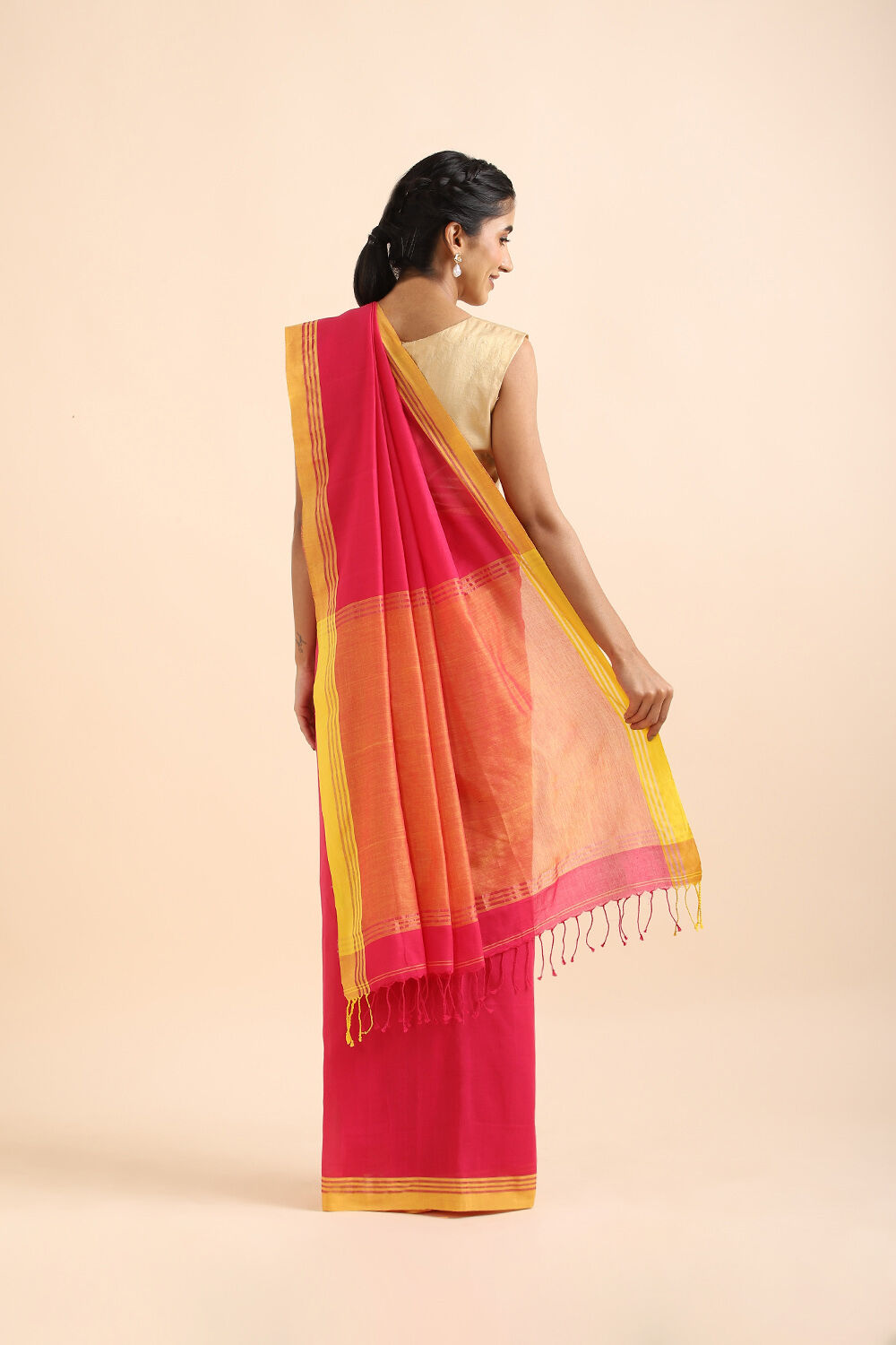 Pink Pure Cotton Bengal Saree image number null
