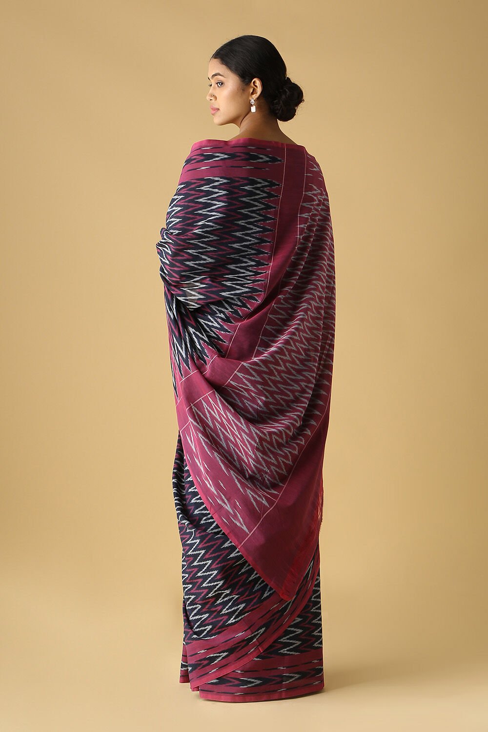 Dark Blue Cotton Pochampalli Ikat Saree image number null