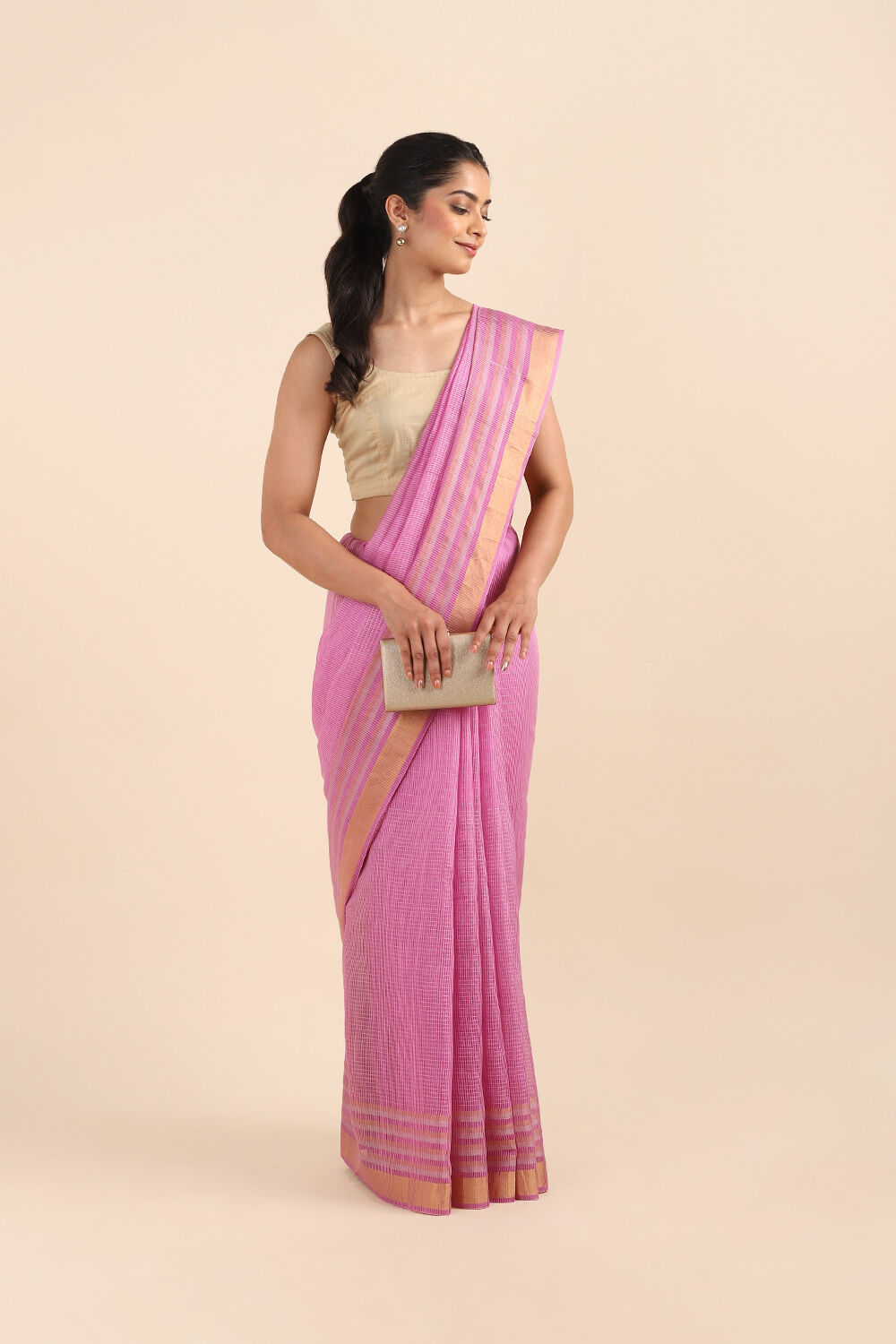 Pink Pure Silk Woven Saree image number null