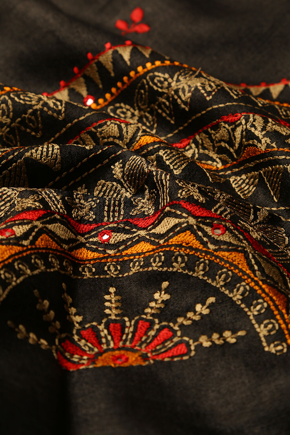 Black Tussar Silk Dupatta image number null
