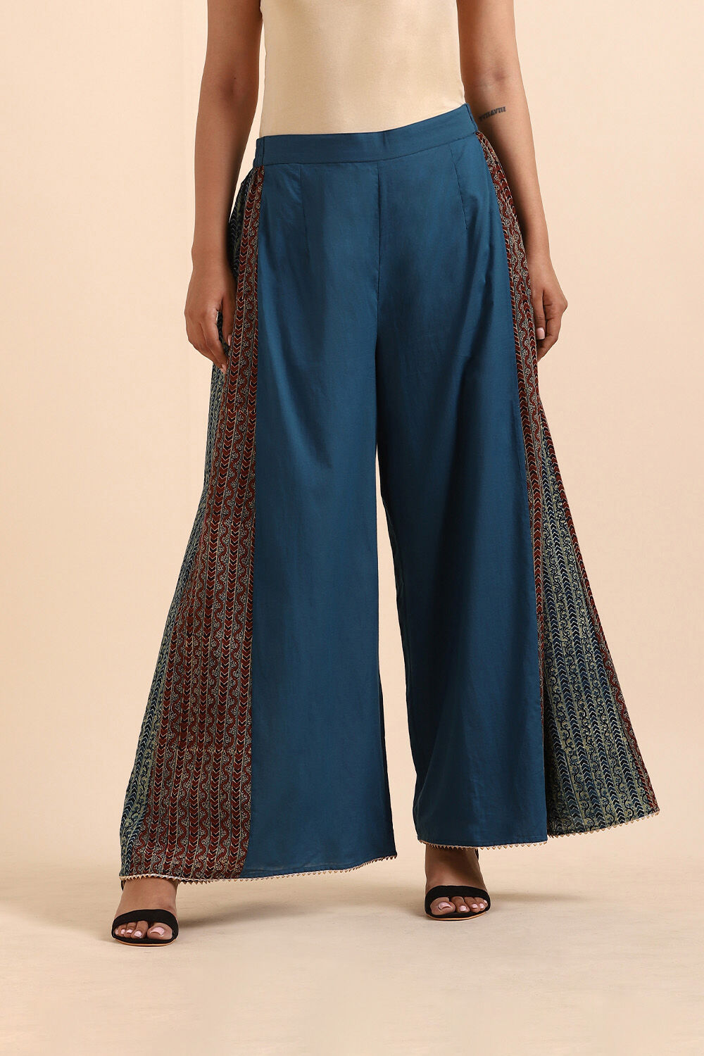 Dark Blue Embroidered Cotton Kurta Set image number null