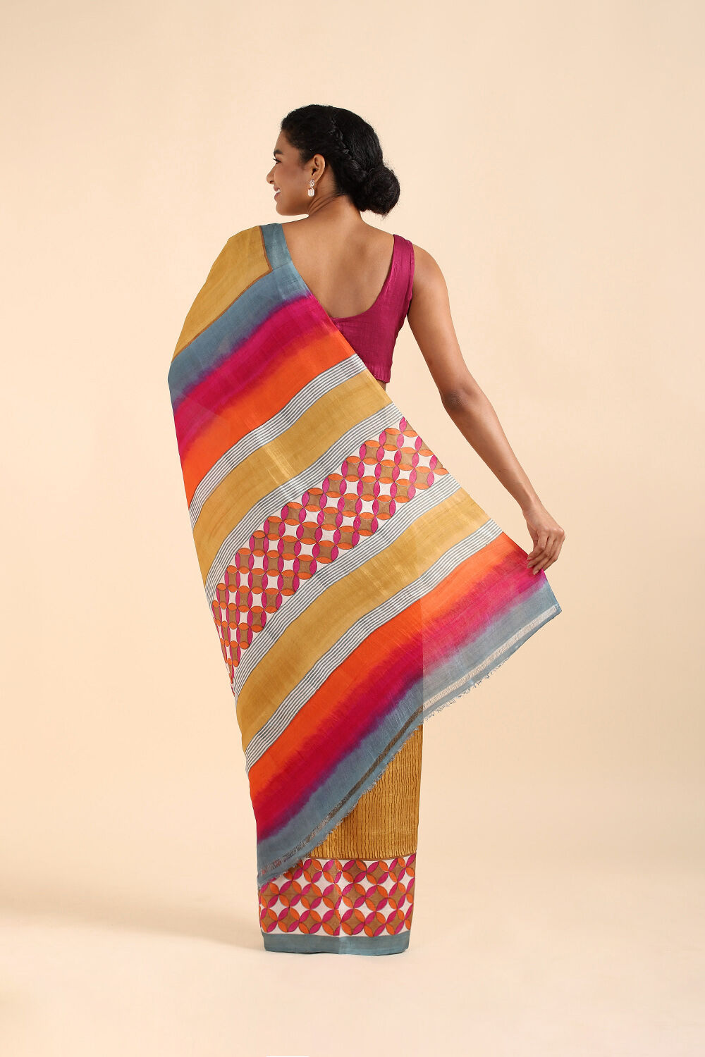 Beige Pure Silk Printed Saree image number null