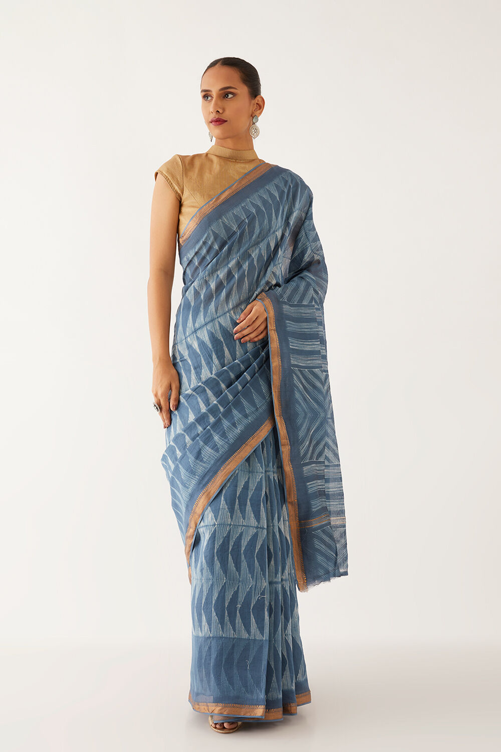 Grey Pure Silk Cotton Shibori Saree image number null