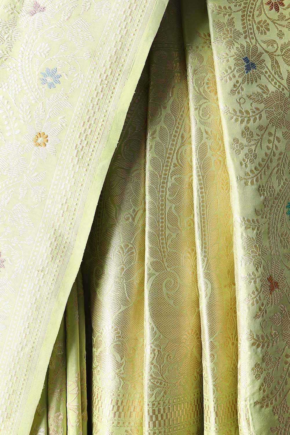 Light Green Pure Silk Banarasi Saree image number null