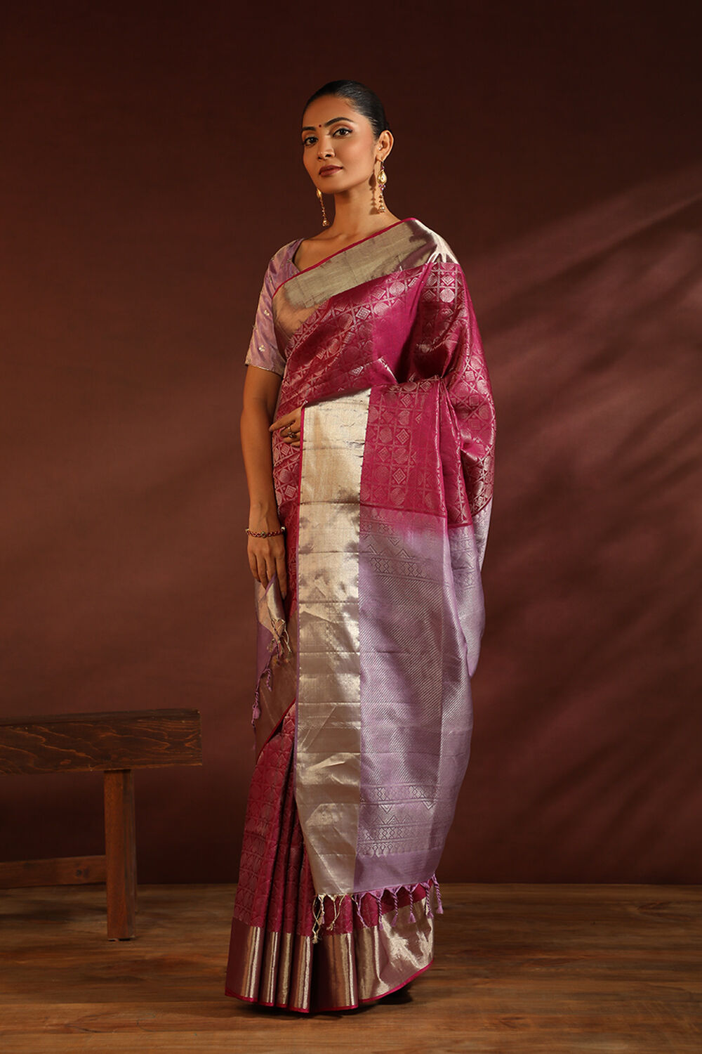 Pink South Pure Silk Woven Saree image number null