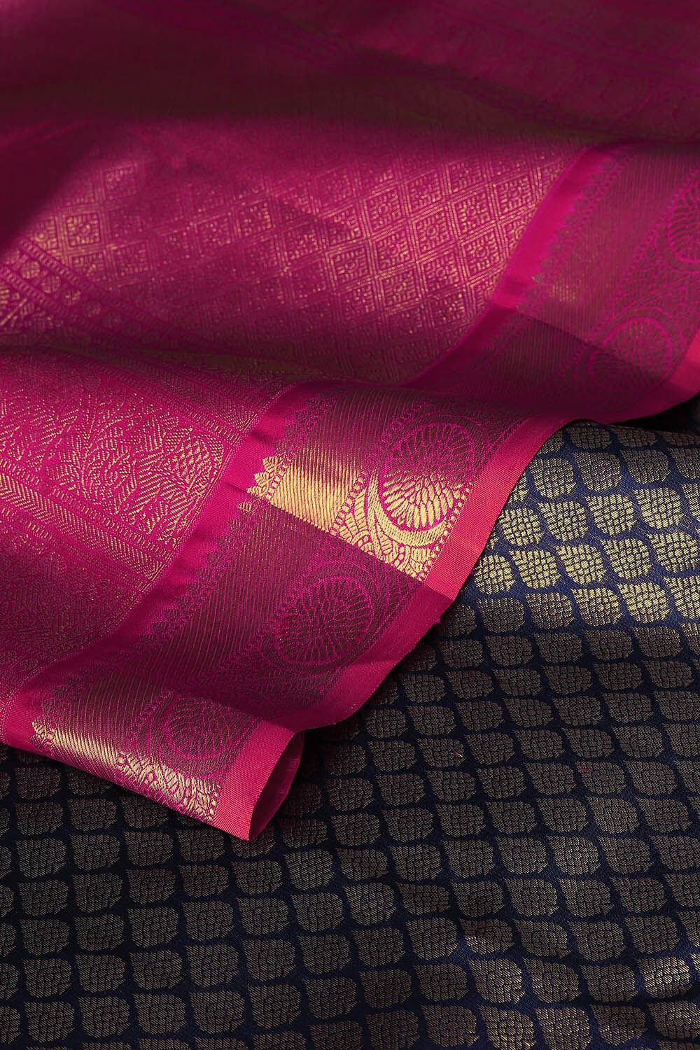 Dark Blue Pure Silk Kanjivaram Saree image number null