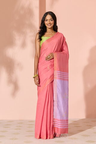 Light Red Woven Silk Viscose Bhagalpur Saree thumbnail image number null
