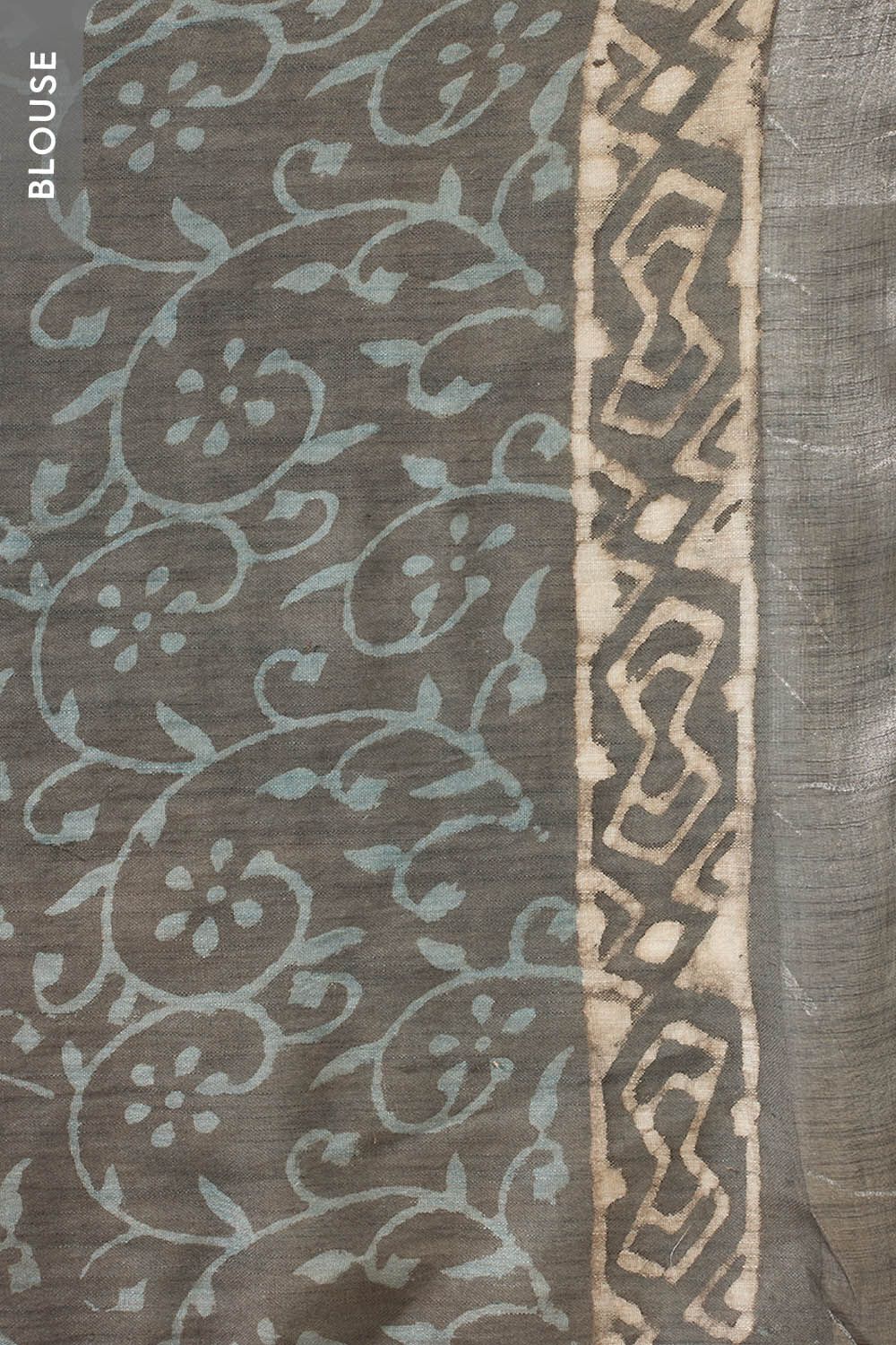 Grey Block Printed Cotton Viscose Saree image number null