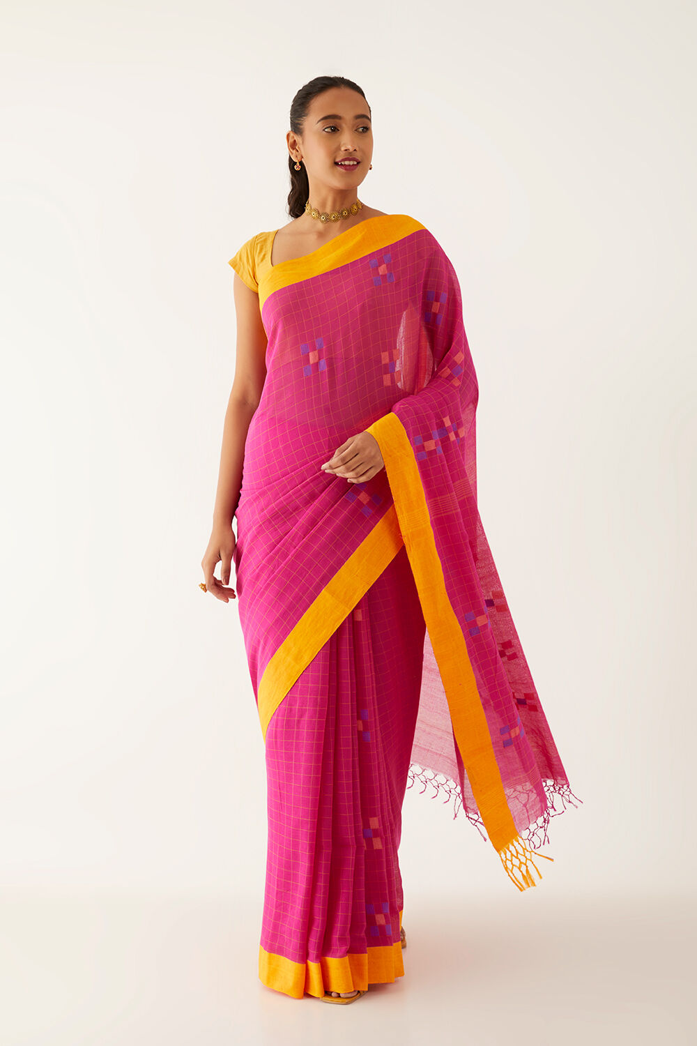 Pink Pure Cotton Jamdani Saree image number null