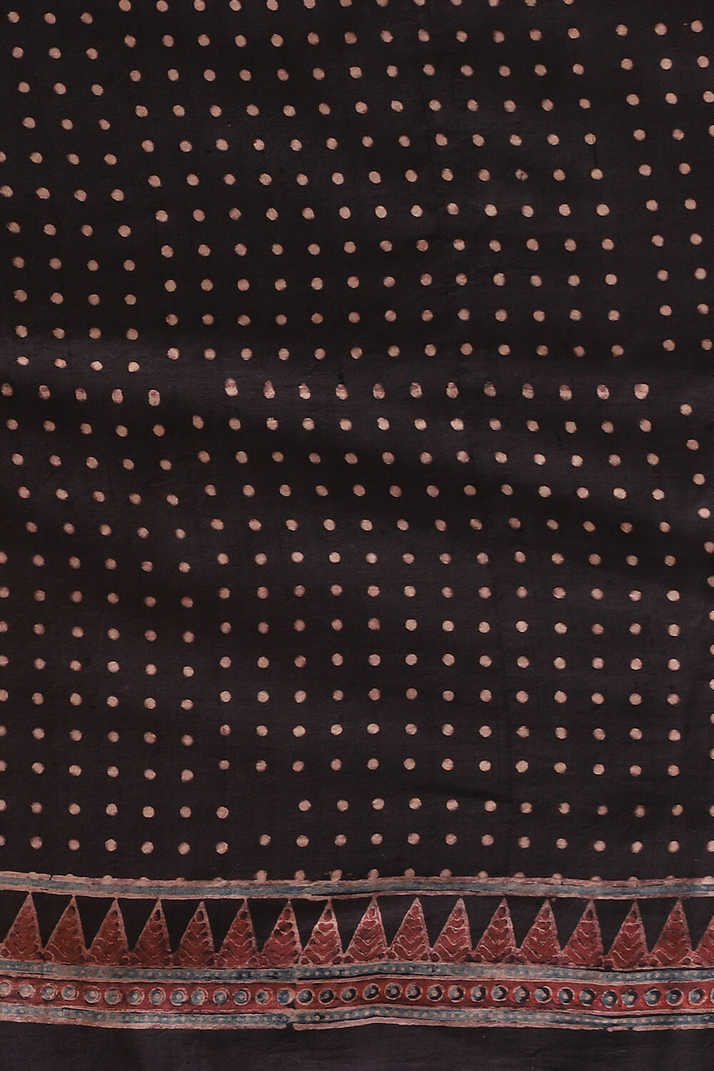 Black Pure Khadi Silk Ajrakh Printed Saree image number null