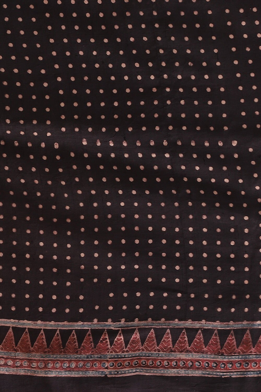 Black Pure Khadi Silk Ajrakh Printed Saree image number null