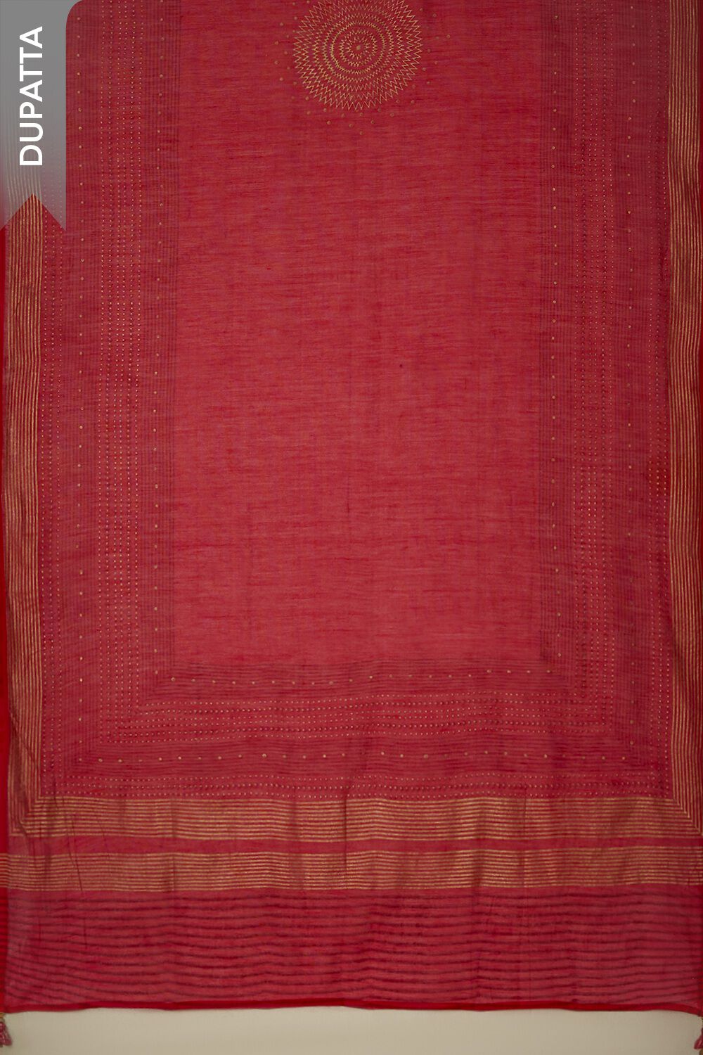 Dark Pink Pure Silk Cotton Block Printed Unstitched Suit Set image number null