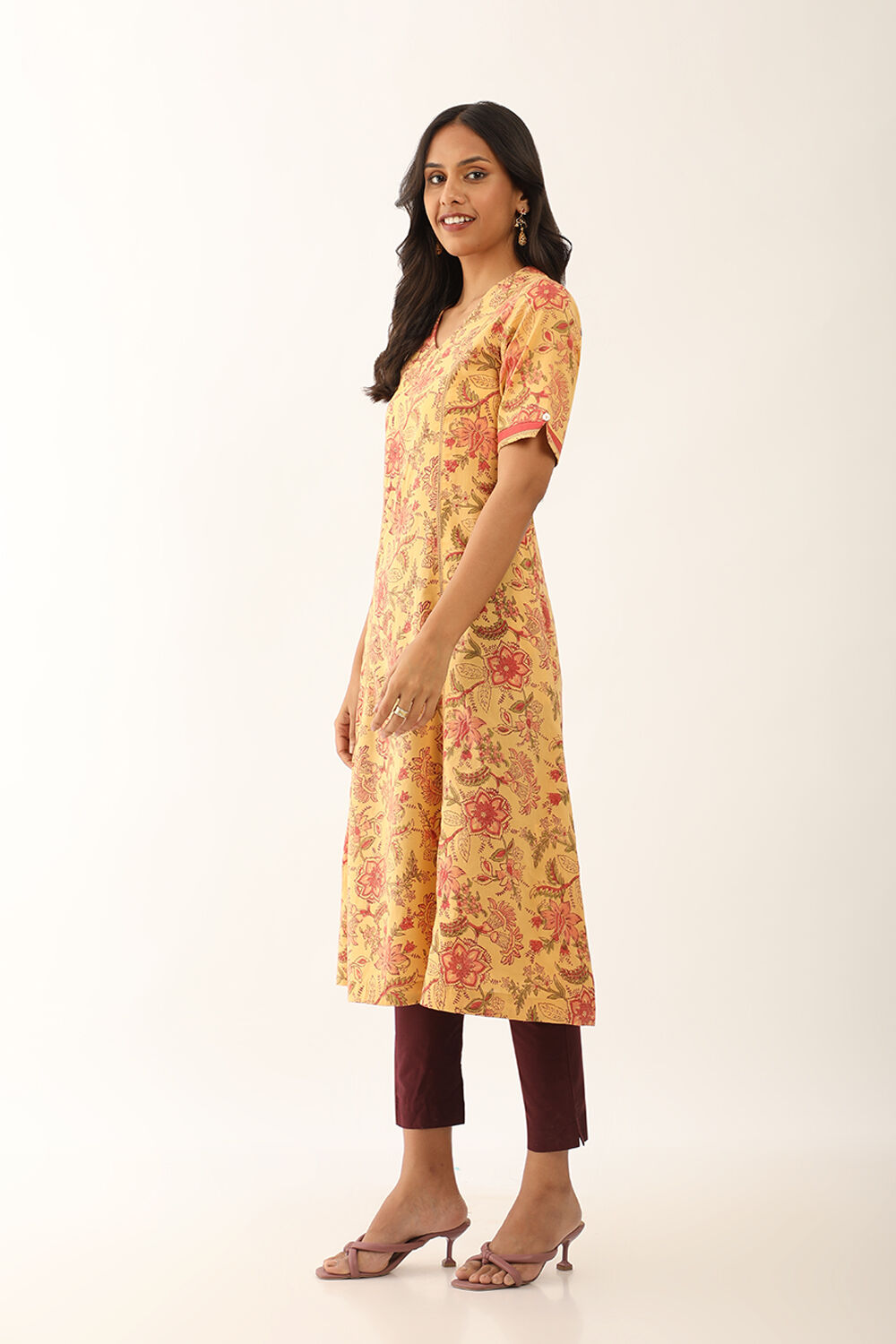 Yellow Pure Cotton Sanganeri Block Printed Kurta image number null