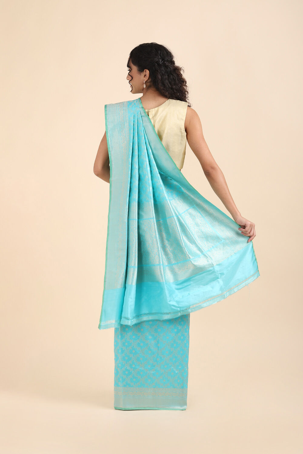 Light Blue Pure Silk Banarasi Saree image number null