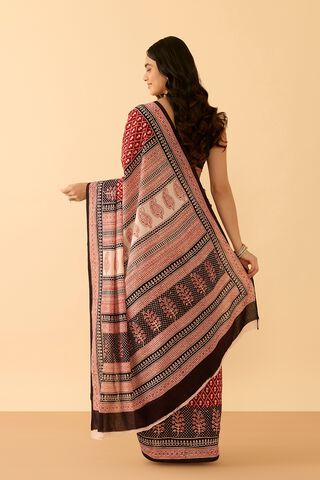 Red Bagh Block Printed Pure Cotton Saree thumbnail image number null