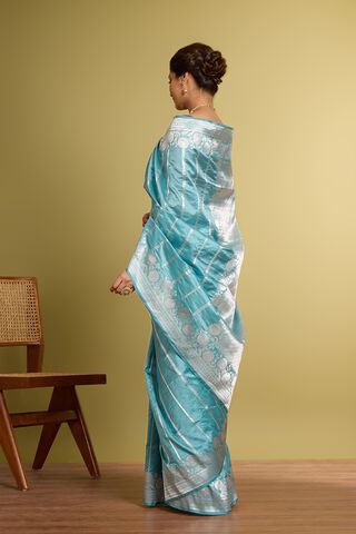 Light Blue Pure Silk Kadwa Banarasi Saree thumbnail image number null