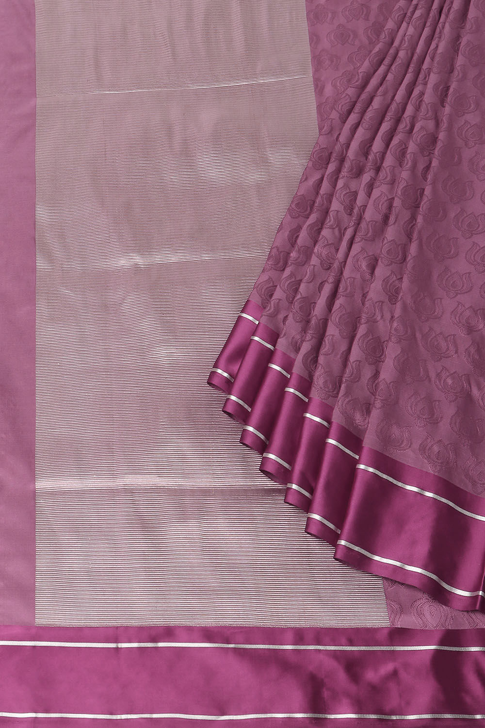 Violet Pure Silk Banarasi Tanchoi Saree image number null