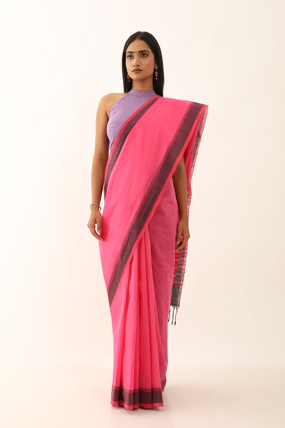 Pink Pure Cotton Woven Mangalgiri Saree image number null