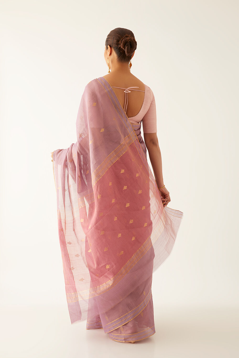 Purple Pure Cotton Tissue Chanderi Saree image number null