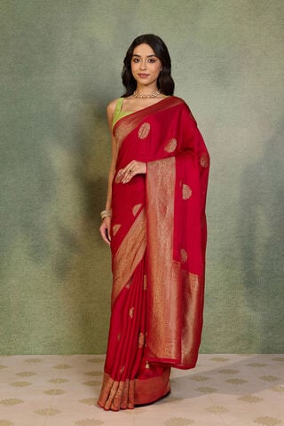 Red Woven Design Pure Viscose Saree thumbnail image number null