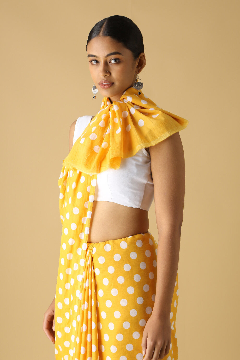 Yellow Pure Cotton Printed Saree image number null