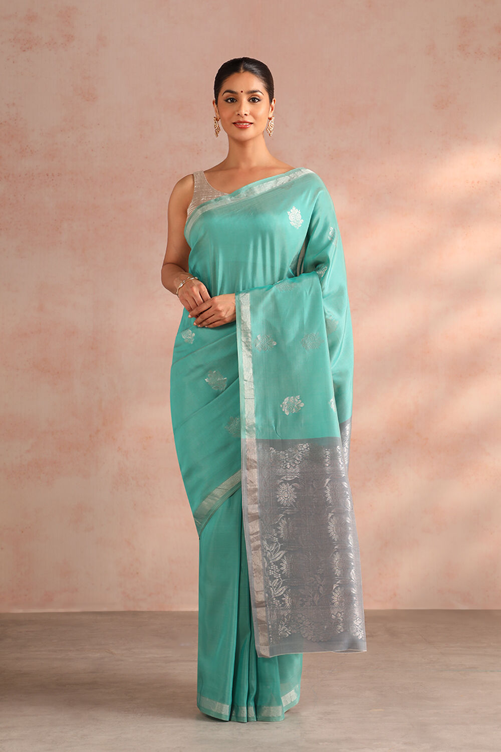 Light Green Woven South Silk Tencel Saree image number null