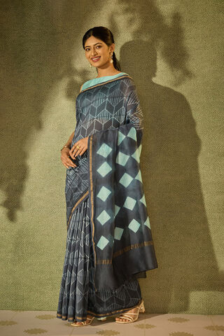 Blue Rajasthan Pure Silk Cotton Tie & Dye Shibori Saree thumbnail image number null