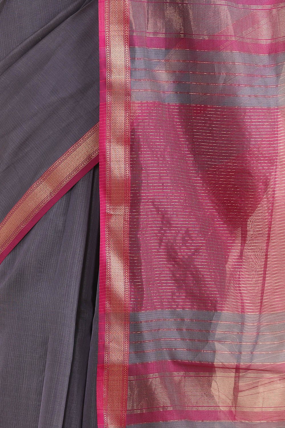 Grey Pure Silk Cotton Maheswari Saree image number null