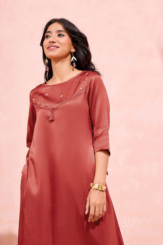 Dark Orange Viscose Cotton Embroidered Kurta Set thumbnail image number null