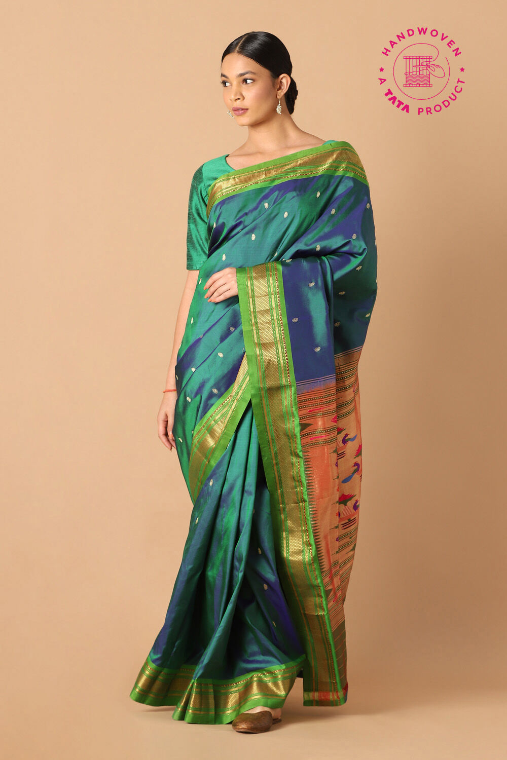 Blue Pure Silk Paithani Saree image number null