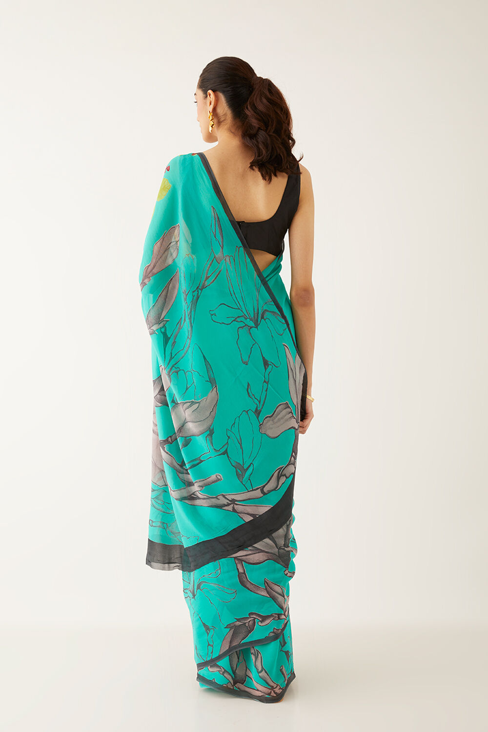 Blue Viscose Georgette Printed Saree image number null