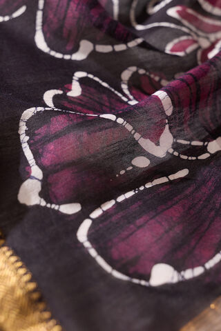 Purple Batik Pure Silk Cotton Ujjain Saree thumbnail image number null
