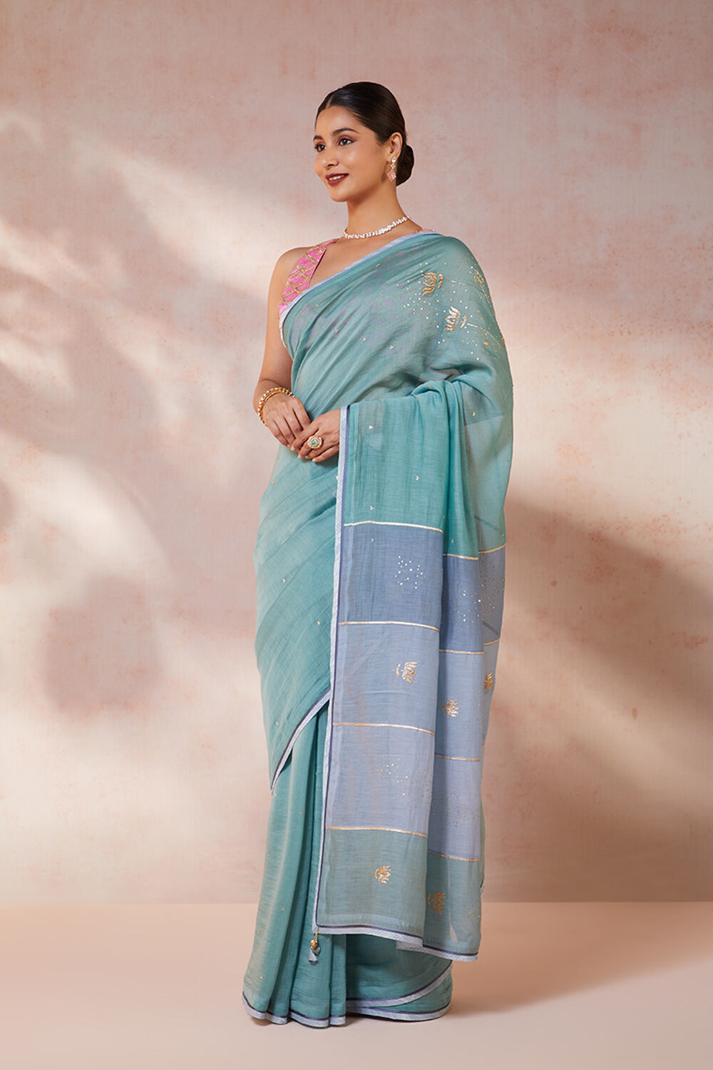 Green Pure Silk Cotton Embroidery Saree image number null
