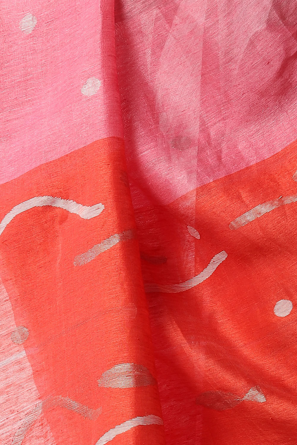 Light Pink Pure Silk Linen Jamdani Saree image number null